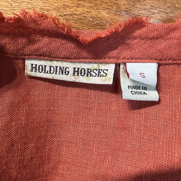 Anthropologie Holding Horses Tunic Top Small Ginnie Linen 3/4 Puff Sleeve‎ - Picture 10 of 14